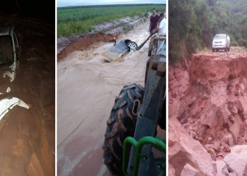 Temporal arrasta carros e destrói estrada no Sul do Piauí